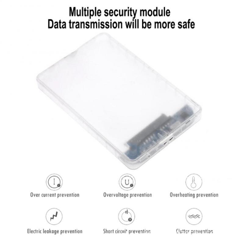 5Gbps 2.5'' Transparent SSD HDD Case USB 3.0 To SATA 3.0 Adapter Drive External Hard Disk Support 2TB UASP Protocol