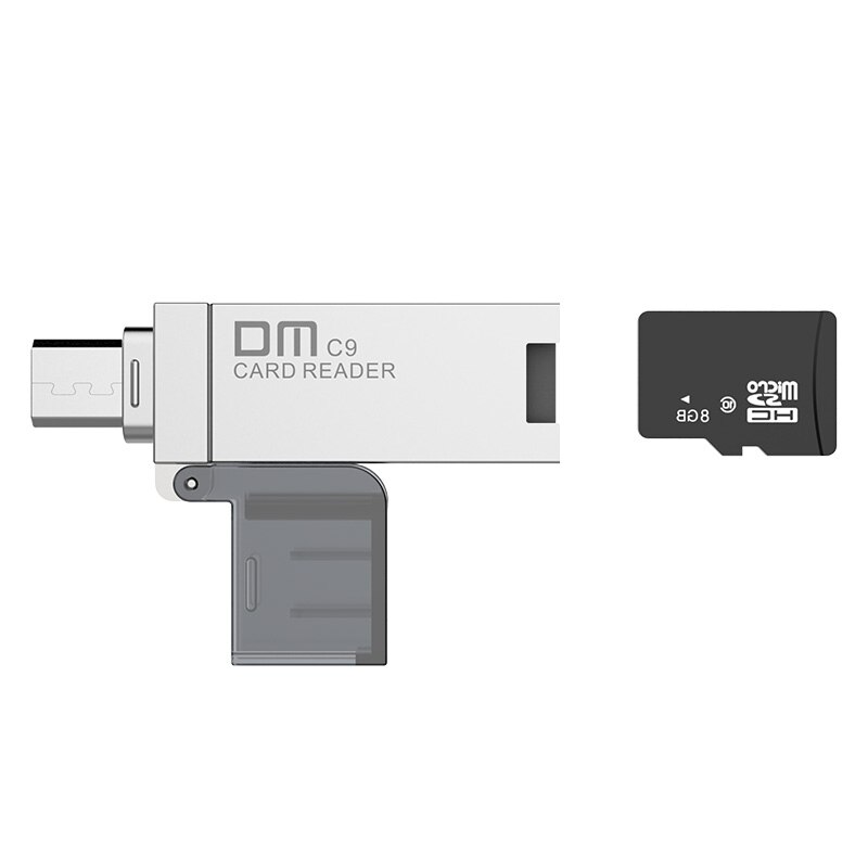 Lector de tarjetas OTG DM CR009, Micro SD/TF, multitarjeta de memoria para teléfono inteligente Android con interfaz Micro USB