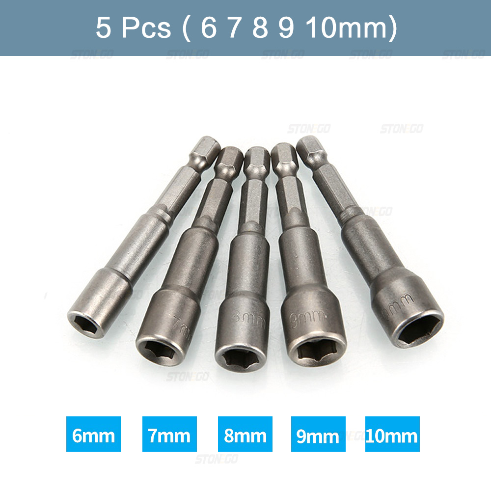 STONEGO 9PCS/14PCS Hexagonal Socket Nozzle Nut Screwdriver Set Metric Socket Wrench Power Nuts Driver Drill Bit Kit 1/4'' Driver: Dark purple