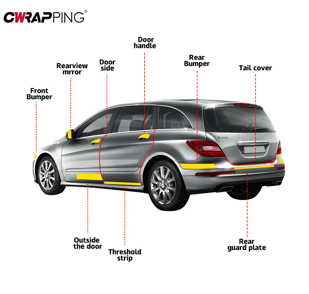 Car Body Film Glossy Carbon Fiber Film Forged Carbon Fiber Vinyl Wrap Air-release Red Self Adhesive Stickers Car Accessories
