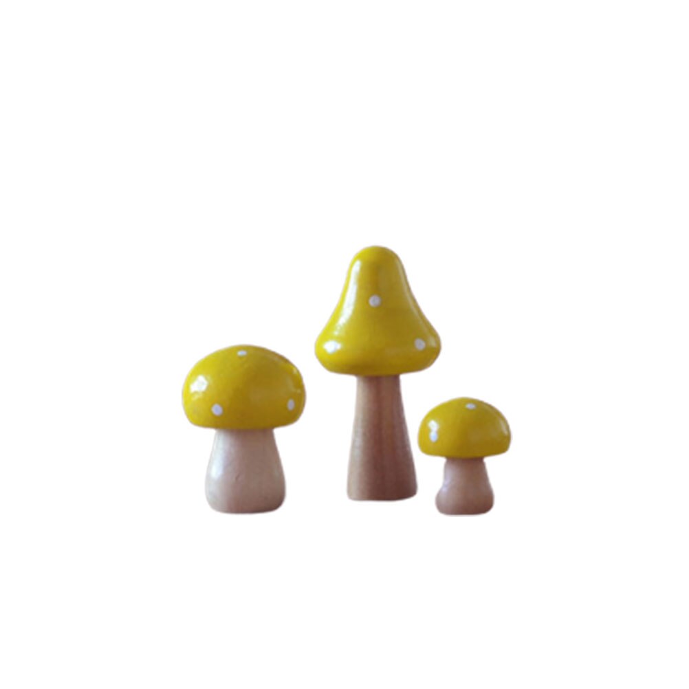 3 pièces simulées champignon Portable attrayant Durable parure de bureau artificielle champignon Sculpture en bois: Vert clair