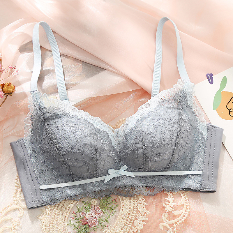 Soutien-gorge léger pour filles, tasse légère, ne vide pas, sous-vêtements à lait, sans jantes, 165 # ~: The light blue / 34