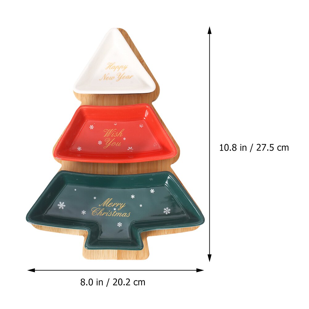 Christmas Tree Shape Fruits Trays Dish Ceramics Snacks Candy Tray Plates Christmas Fruit Snacks Trays Kitchen Storage Organizer: Default Title