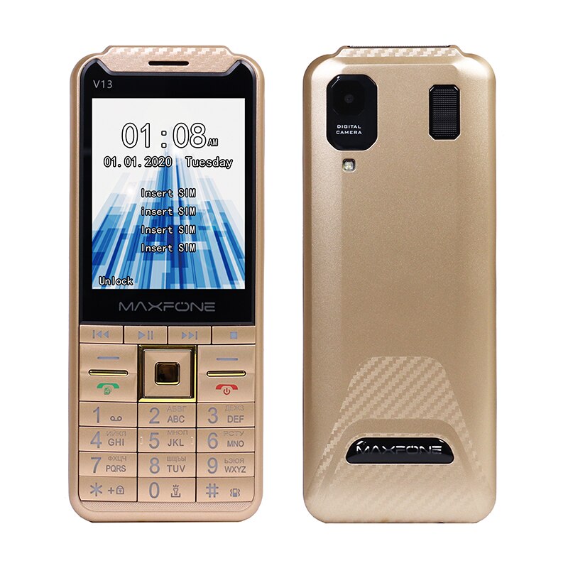 Gsm 4 Sim-kaarten Mobiele Telefoons Fm Radio MP3 MP4 Grote Torch Mobiele Telefoon Zaklamp China Goedkope Telefoons Russische Toetsenbord: add 2GB TF card / gold