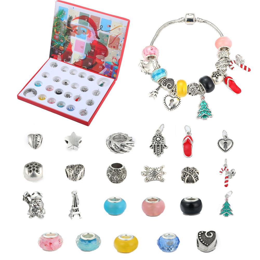 Christmas Christmas Ornaments Countdown Calendar Box Advent Golden Bracelet Necklace Accessory Set Children's Box: 09