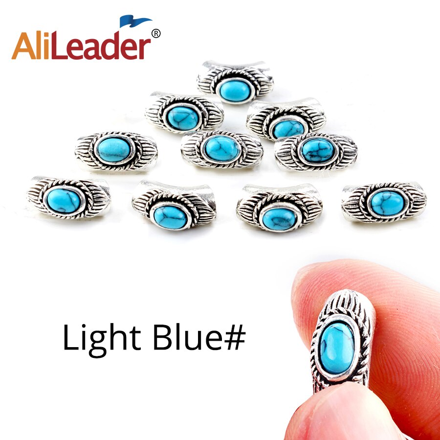 10 st/lot lyxiga färgglada dreadlock pärlor kristall silver ring manschett för hår skägg fläta dread 7mm hål röd blå gul färg