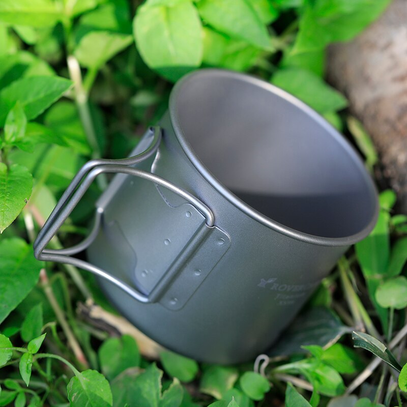 Rover Camel Pure Titanium Cup 300ml Folded Handle Titanium Coffee Mugs with Lid Camping Tableware Ta8302W