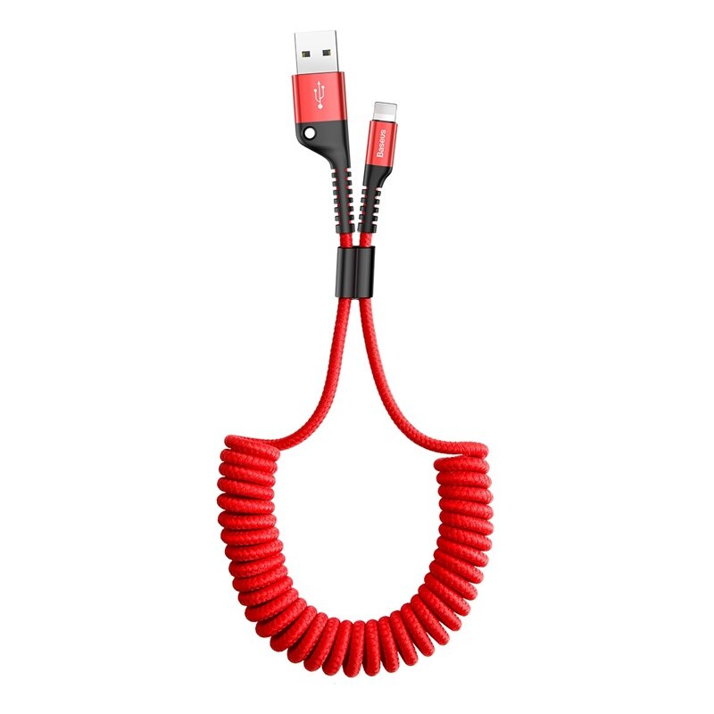 Baseus Spring USB Type C Cable for Car Styling Storage Flexible 2A Charging Cable USB C for Type-C Device: Red