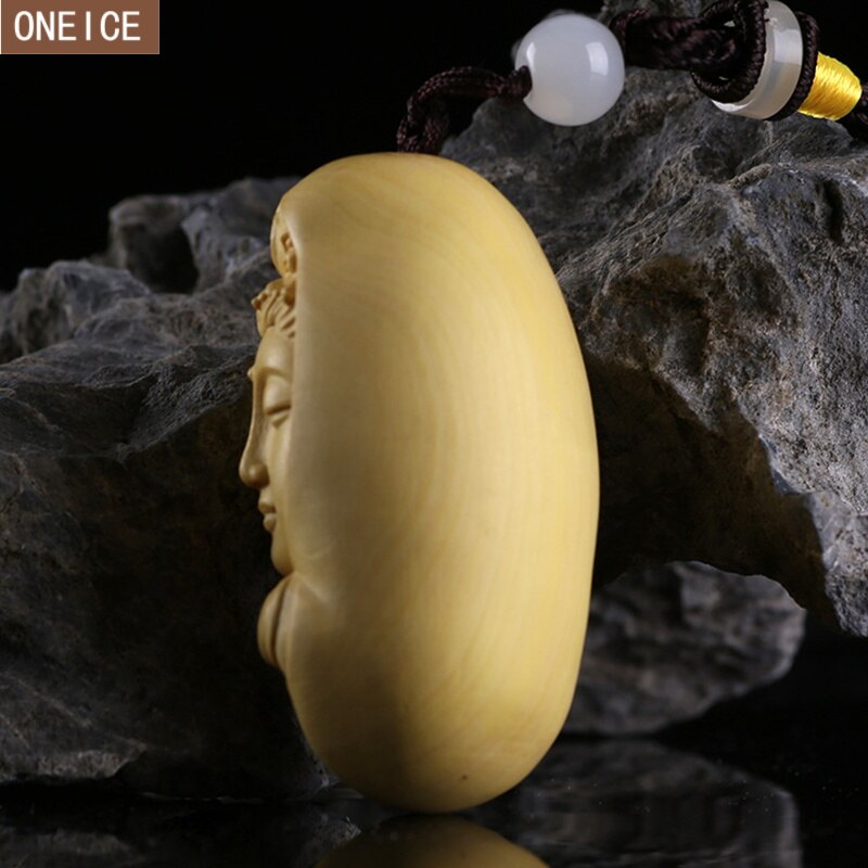 Solid wood Guanyin small wood carving,Wooden handmade Buddha statue，Modern art sculpture，Home Feng Shui pendant, car decoration