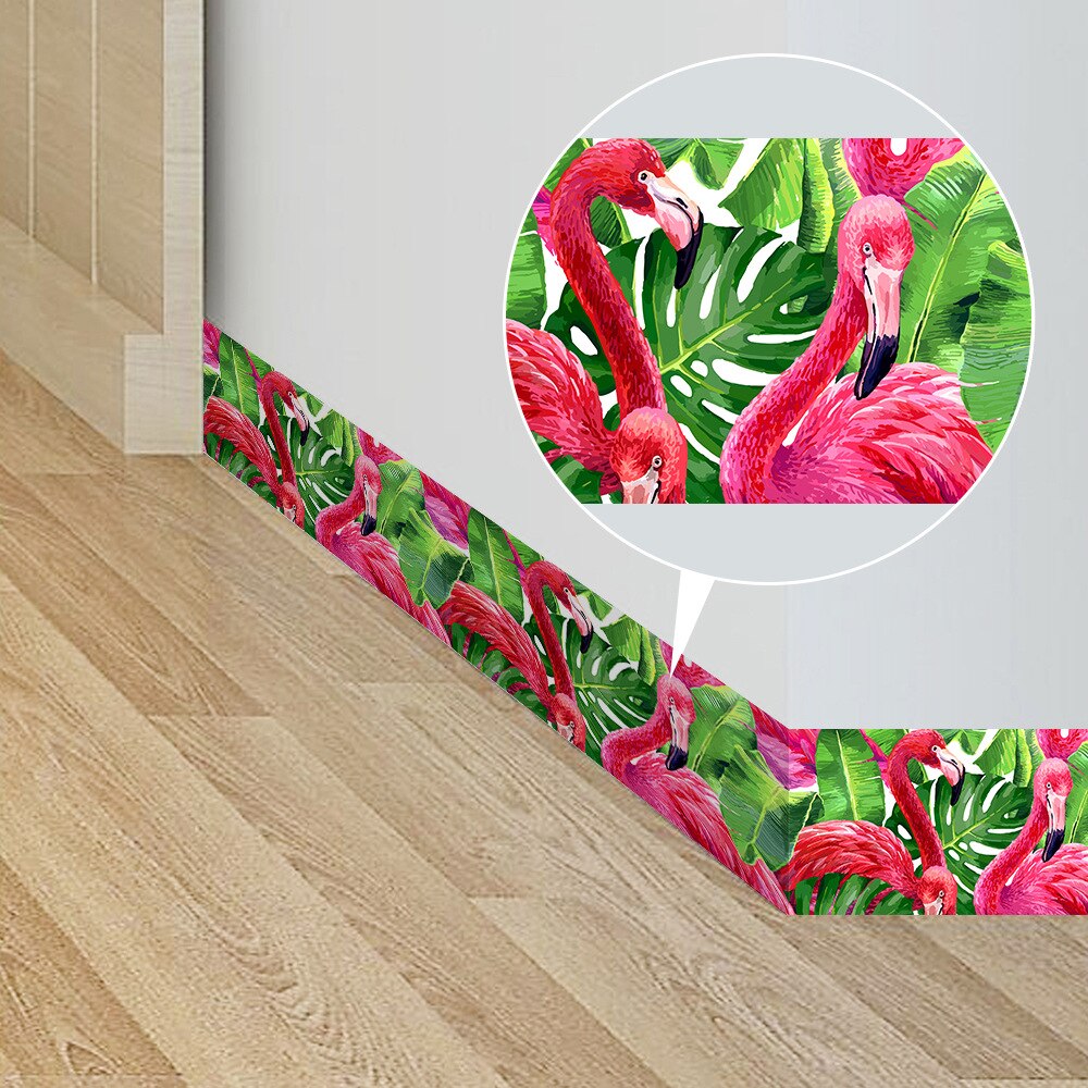 Funlife Flamingo Tropical Wallpaper Borders Wall Border Sticker,Wall Decor Decal For Bathroom Living Room Self-Adhesive