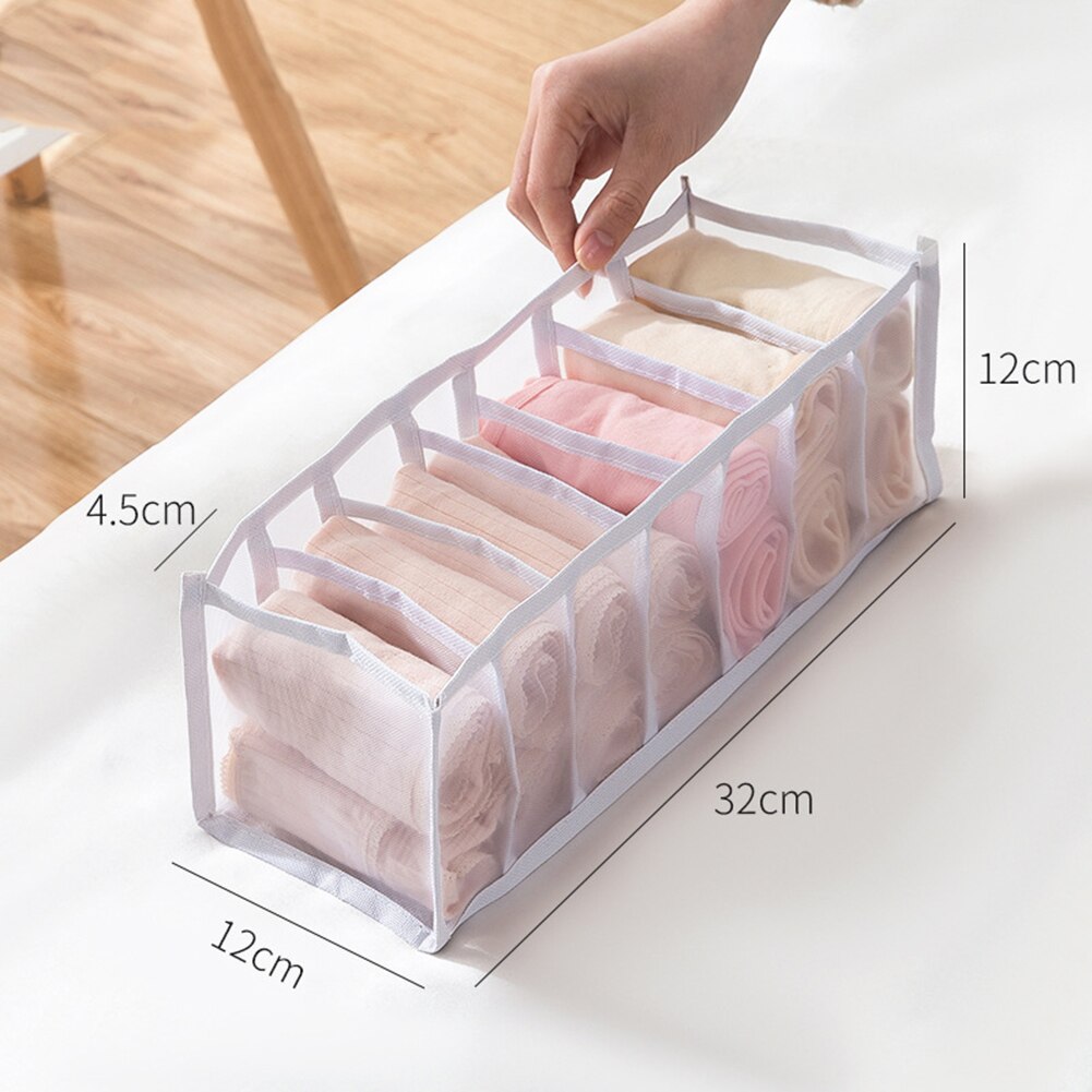 Boîte de rangement pliable pour sous-vêtements, 1 unité, organiseur de tiroir pour sous-vêtements, chaussettes et soutien-gorge: Beige 7 Grids