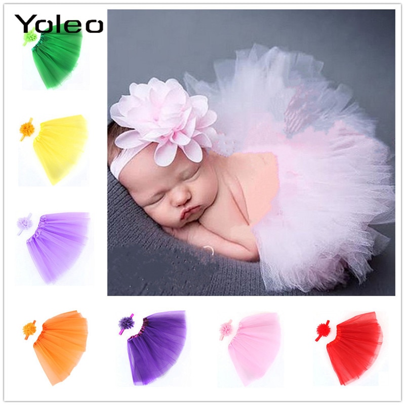 Pasgeboren Baby Gilrs Kleding Rok Met Bloem Hoofdband Set Fotografie Props Mode Prinses Tutu Rok Voor Baby Baby