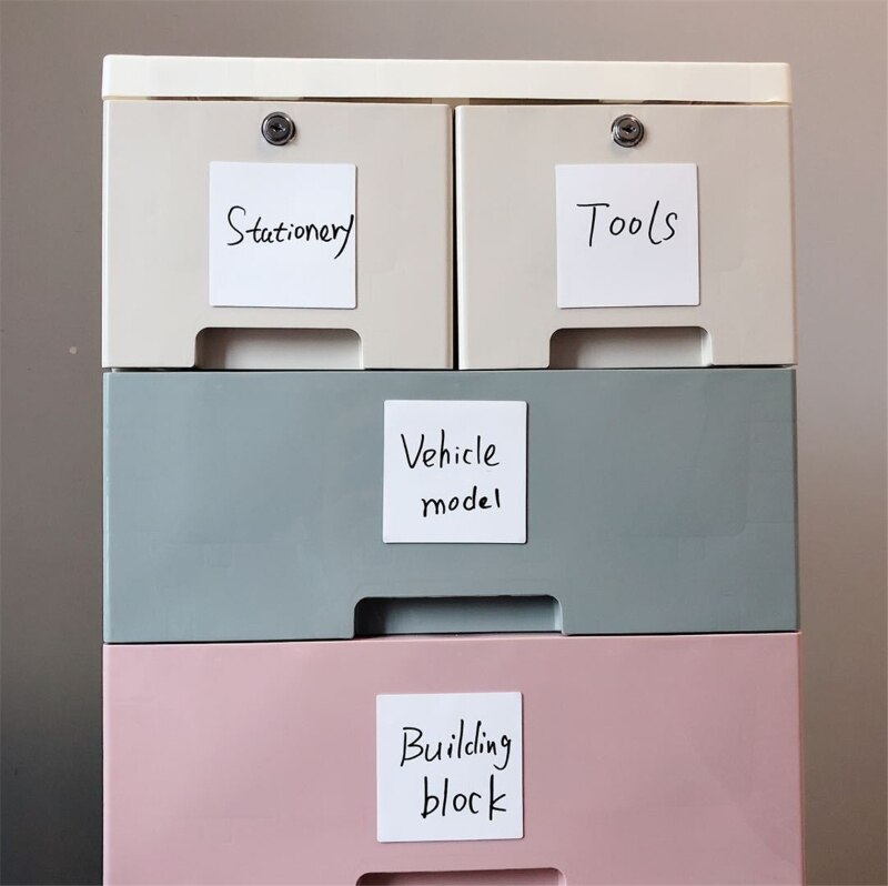 Dry Wipe Sticky Notes Pad, Removable Reusable Labels Sticker for Storage Bins, Waterproof Adhesive Labels for Bottles