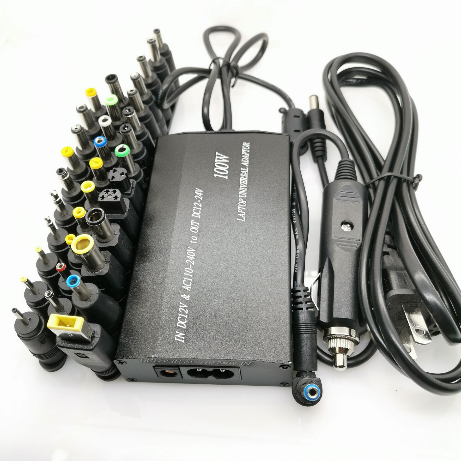 Voor Laptop In Auto Dc Lader Notebook Ac Adapter Voeding 100W Universele Zwart Ondersteuning: 34pcs EU cables