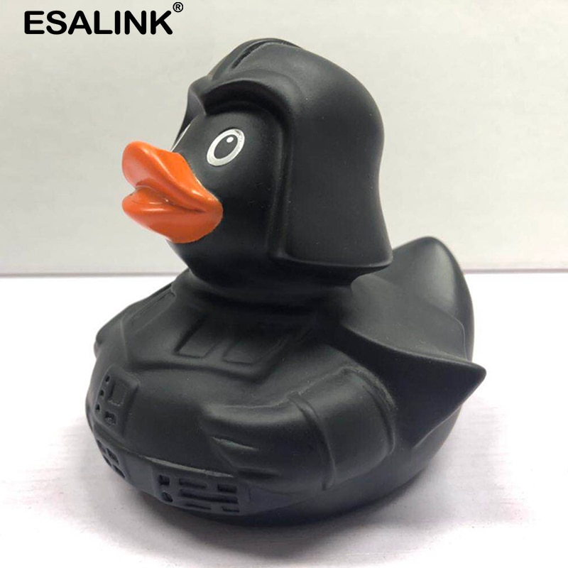 ESALINK 8Cm Baby Toys Floating Sound Rubber Duck Soldier Duck In Black Armor Bath Toys For Kids Puzzle Cognitive Toys For Girls