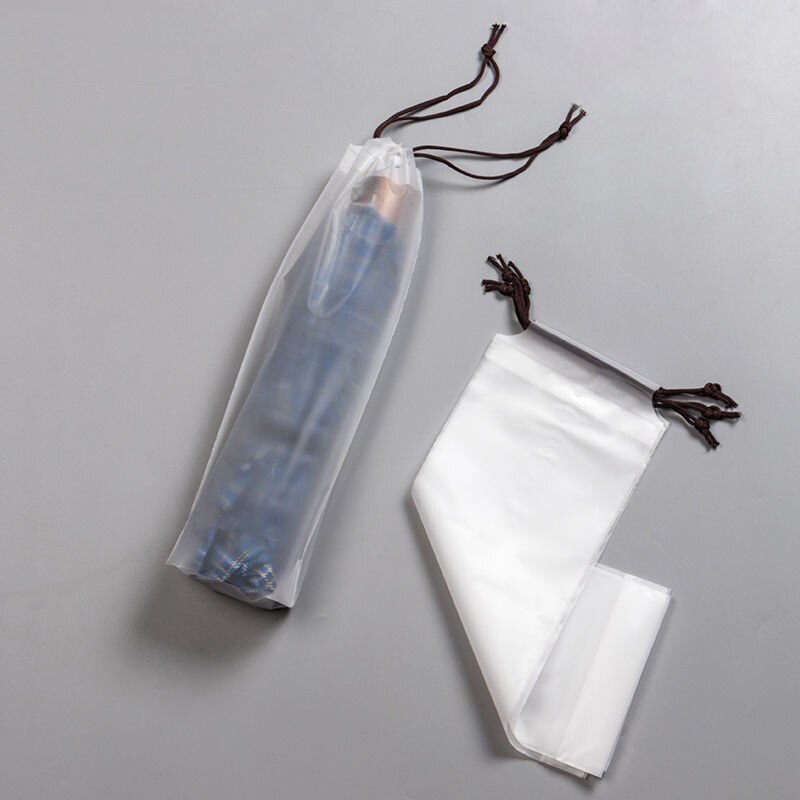 Matte Translucent Plastic Bag Umbrella Storage Bag Reusable Portable Umbrella Drawstring Storage Cover Home Storage Organizer