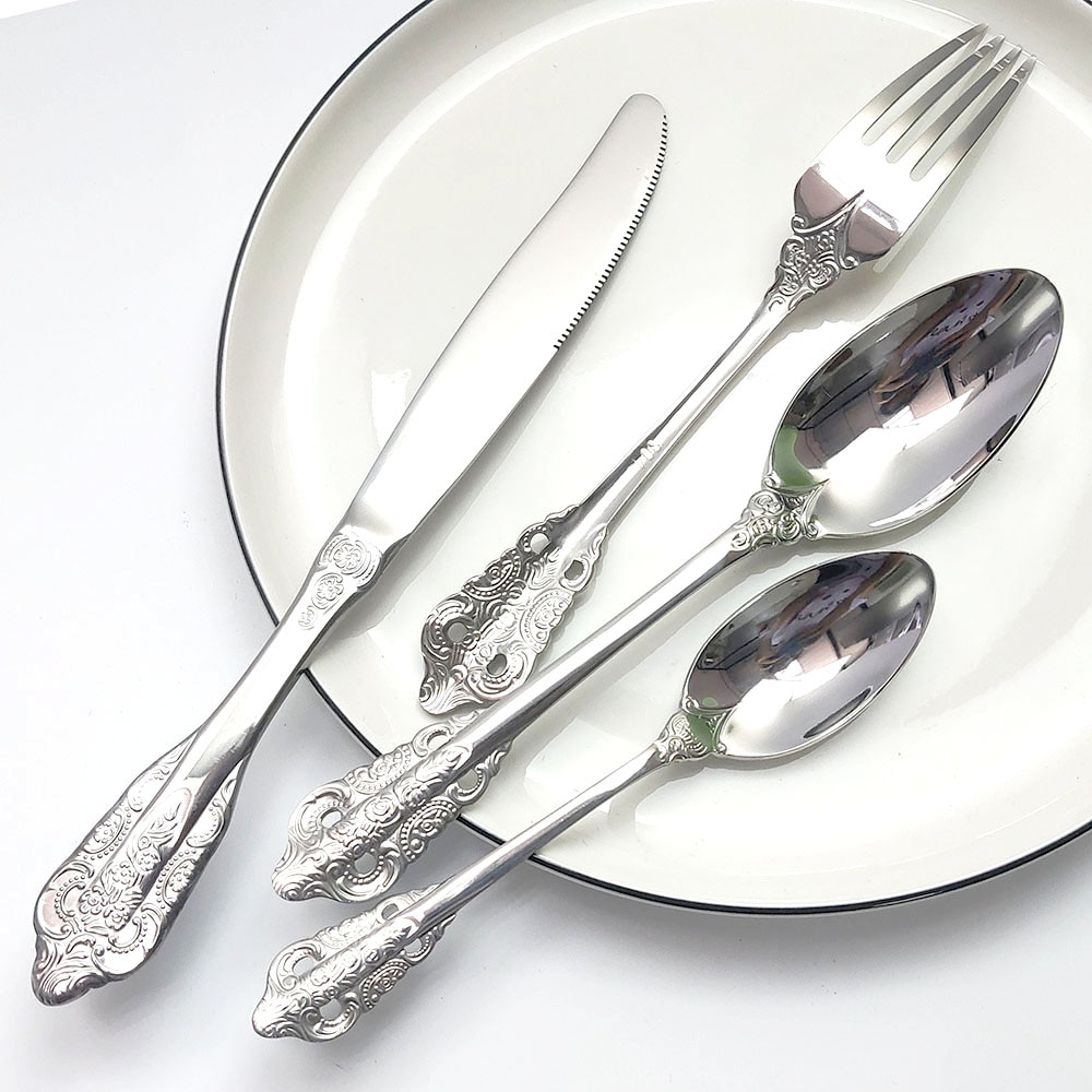 1-Piece Silver Tableware Knife Fork Spoon Dinner Set Mirror Flatware Dinnerware 304 Stainless Steel Cutlery kitchen Silverware