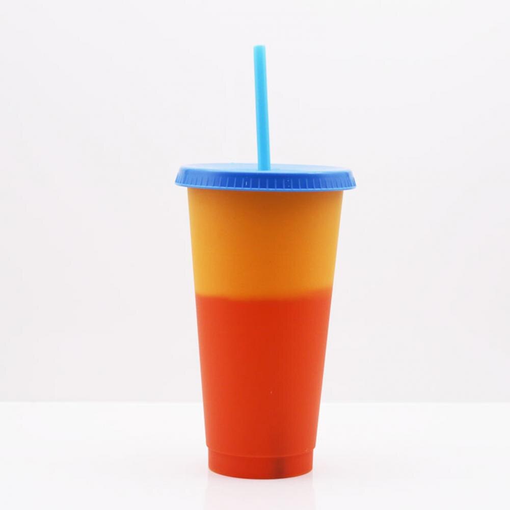 720ml Farbwechsel Flasche Kein Geruch dicht mit Deckel Stroh Ich bin Freien Saft Kaffee Verfärbung Tasse für Hause
