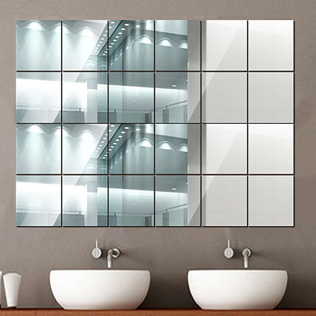 Pegatinas cuadradas de acrílico para pared, 40 Uds., espejo pegado en restaurante, pasillo, piso, sala de estar, Espejos decorativos con personalidad
