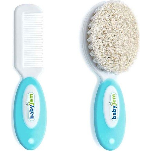 Bebê escova pente conjunto natural cerda azul rosa