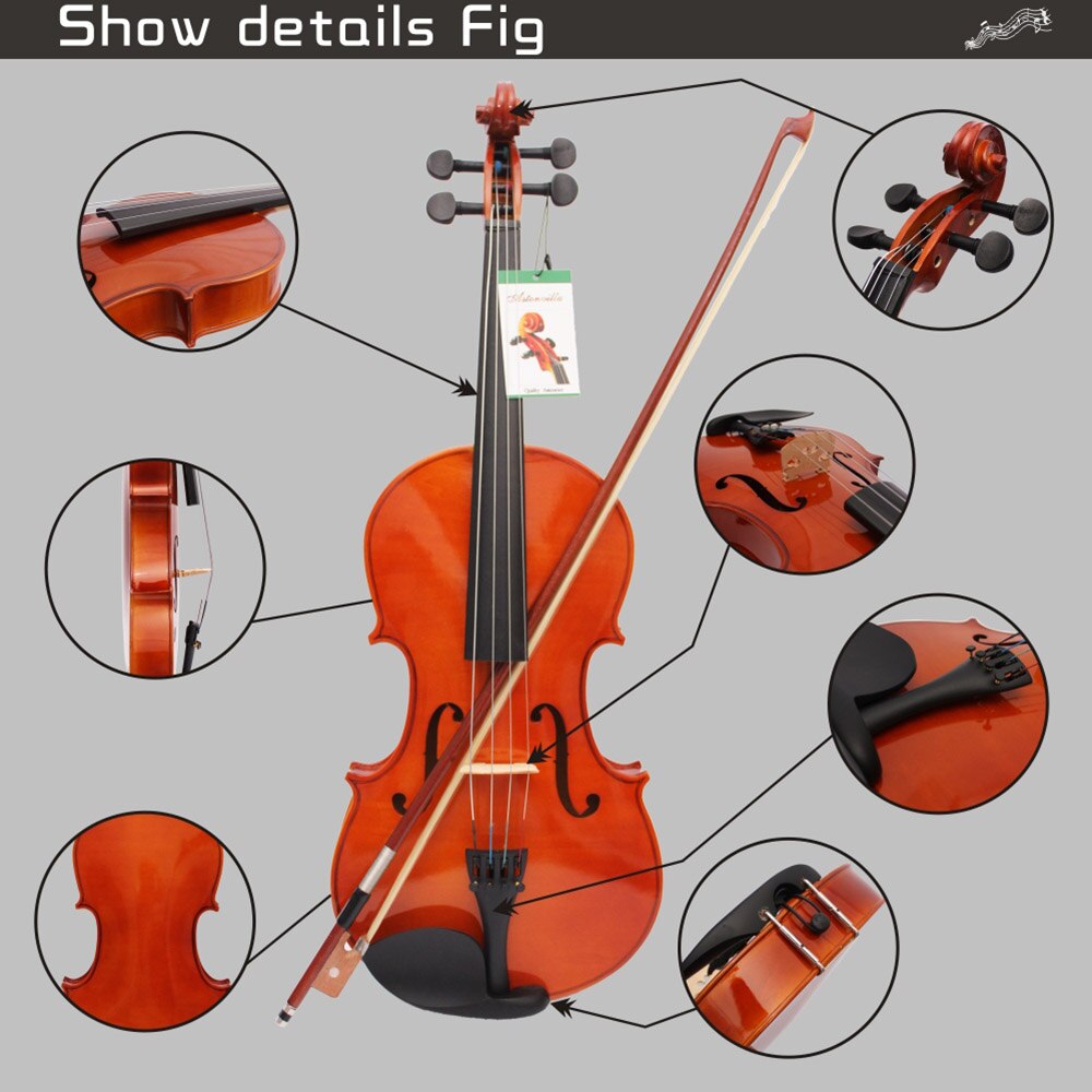 4/4 Full Size Viola Solid Maple Viola Imitating Ebony Fingerboard with Case Bow Bridge Rosin and Strings