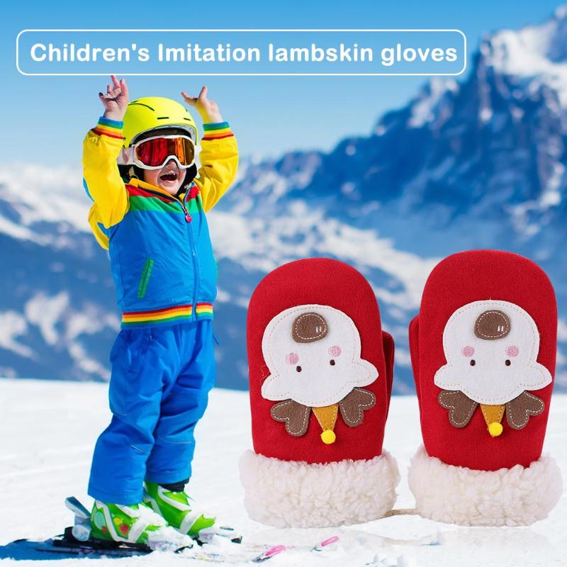 1 paio di Ragazzi di Inverno Guanti Caldi Dei Bambini Di Natale Del Fumetto Guanti Da Sci Addensare Mano Muff Mani di Protezione Del Bambino Guanti e Guanti