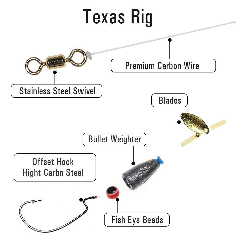 Wifreo Texas Rig Set Carolina Rig Kit accesorios de pesca de lubina anzuelo de manivela aparejos de pesca de carpa Boilies listos cebo señuelo de pesca