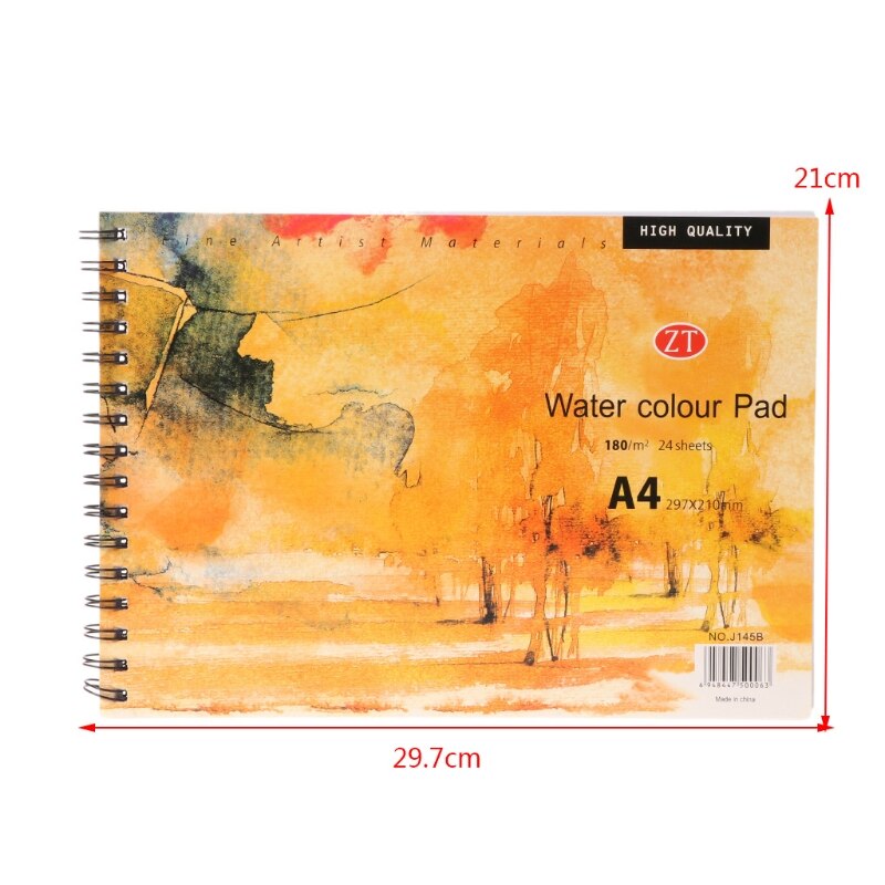 A4 Watercolor Paper Art Artist Sketchbook Sketch Pad Drawing Painting 24 Sheet