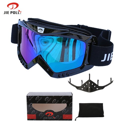 Winter skibril voor motorrijden anti-condens  uv400 bescherming heren dames sneeuw snowboardbril unisex skiën fietsbrillen: Helder zwart