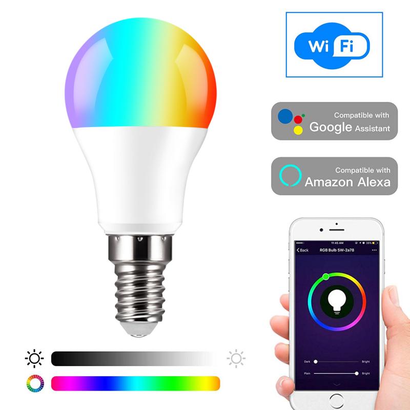 Dimbare 10W/E14 Led Licht Rgb Wifi Smart Lamp, Voice Control, kleurrijke Kleur Veranderen Voice Control, Gebruik Met Alexa Google