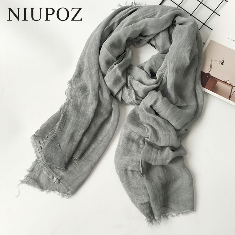 Black Red Cotton Acrylic Winter Women Scarf Men Warm Long Shawl Solid Wrinkle Scarves Ring Collar 75*180CM M255