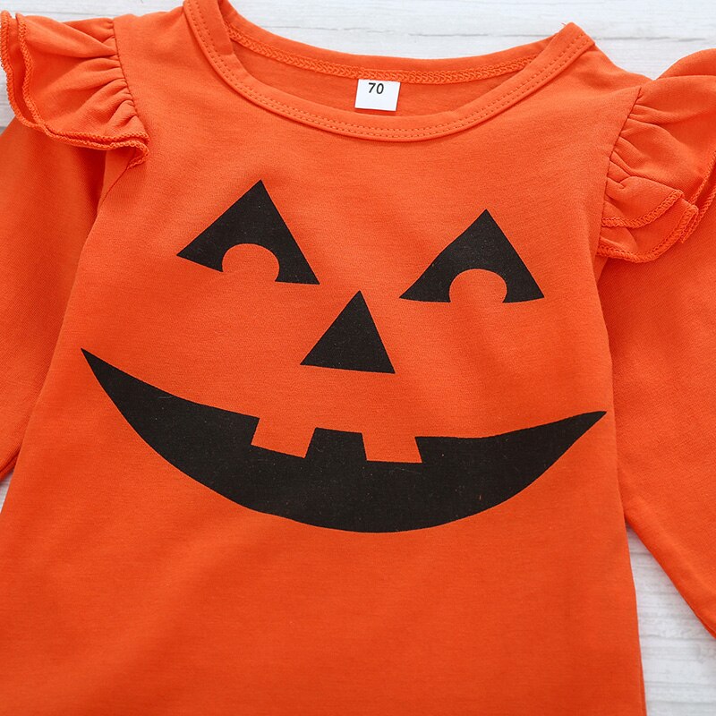 Baby pige tøj græskar ghost print slynge ærmeløs / langærmet jumpsuit bodysuit outfits halloween  ya88