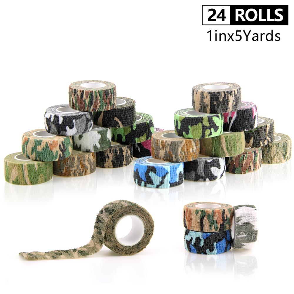 2,5 cm 24 Rollen Selbst Klebe Verband Haftende Elastische zusammenhängend Tarnung Verband Für Finger Vlies Sport Bandage: Camo gemischt