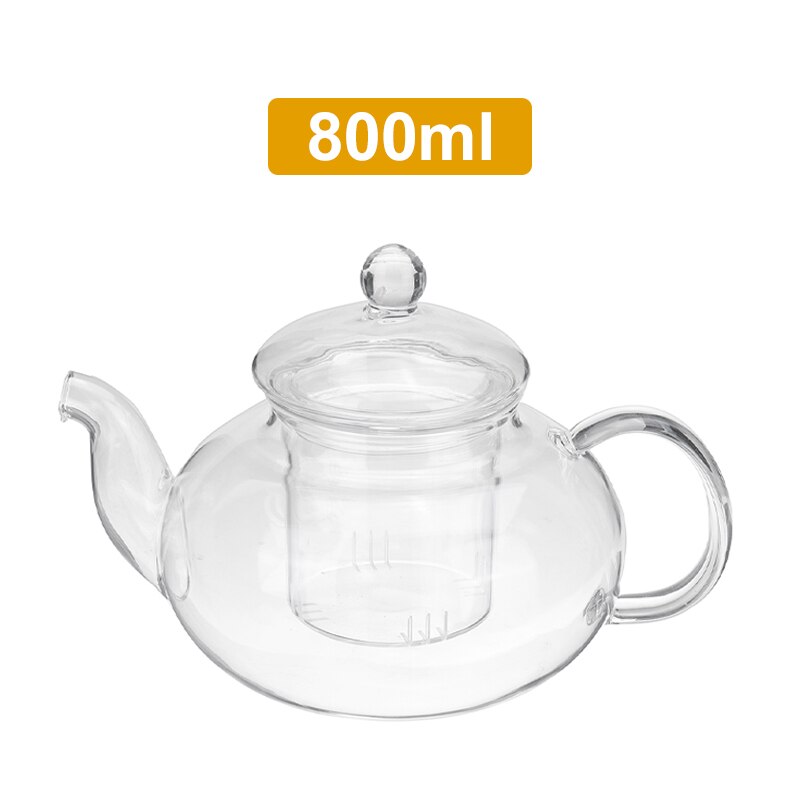 Heat-resistant Glass Teapot Glass Teacup Flower Tea Pot With Infuser Tea Kettles Kung Fu Tea Set Teapots For Brewin Flower Tea: 800ml
