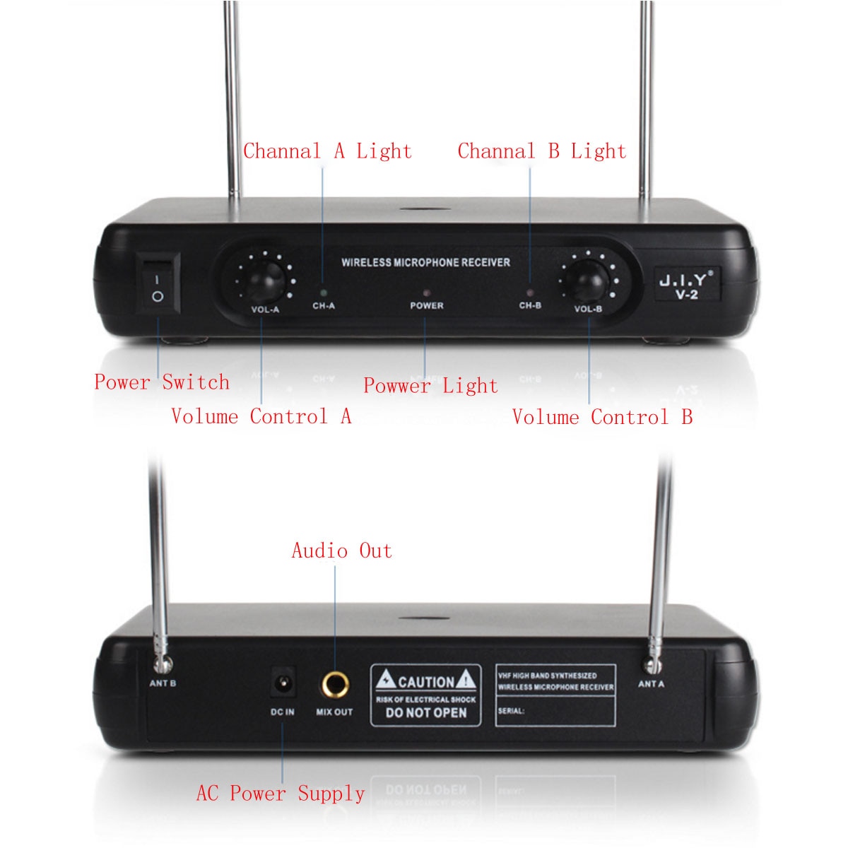 Dual Berufs VHF Drahtlose Mikrofon System kabellos Handheld Mic Empfänger Mikrofone Karaoke mit 2 Mikrofone