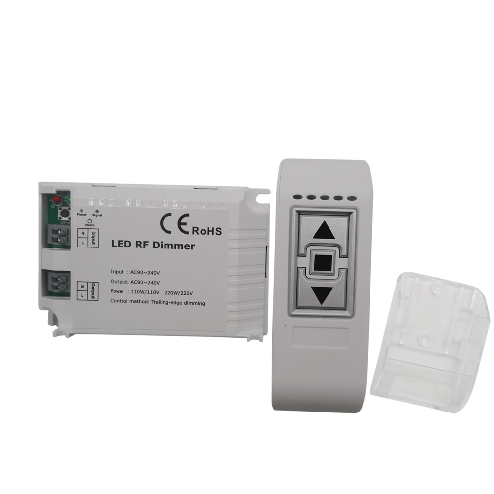 Högspänning  ac90-240v trådlös led ljusstyrka rf dimmer 3 nycklar fjärrkontroll bakkantsdimmer för led-ljus glödlampa  dm014