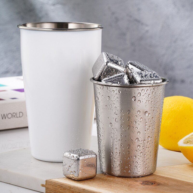 Taza de agua de acero inoxidable 350 gruesa de 500/304 ml, taza de jugo de bebida fría para el hogar, taza de cerveza portátil para el coche al aire libre