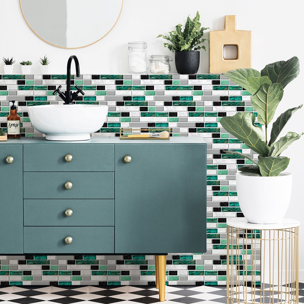 Funlife®20X10Cm Waterdicht Zelfklevende Backsplash Tegel Groene Poort Marmeren Tegel Stickers Voor Haard Keuken Badkamer Decors