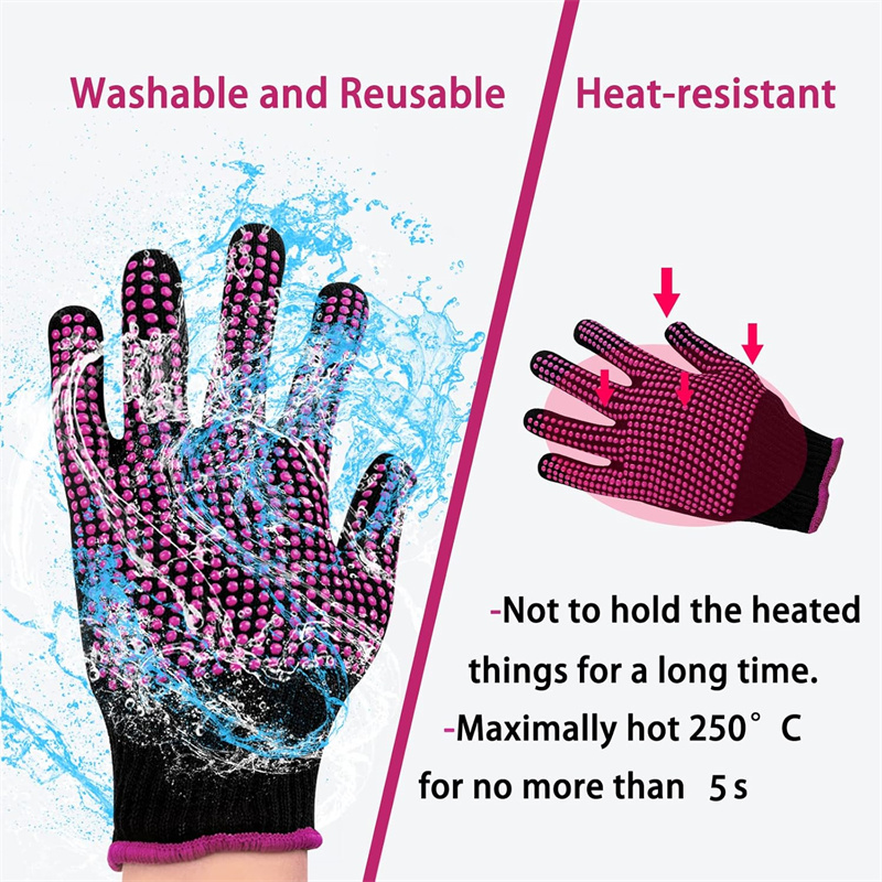 2 Stück hitzebeständige Handschuhe mit Silikon-BöGen, professionelle hitzebeständige Handschuhe, Haar-Styling, Lockenstab, stechen, Glätteisen