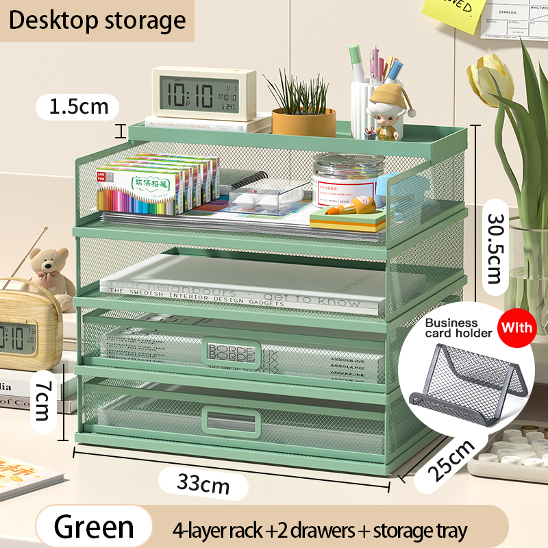 Organisateur de bureau tiroir coulissant, porte-fichiers de trieur de papier multifonctionnel pour le bureau et l'école à domicile: vert clair