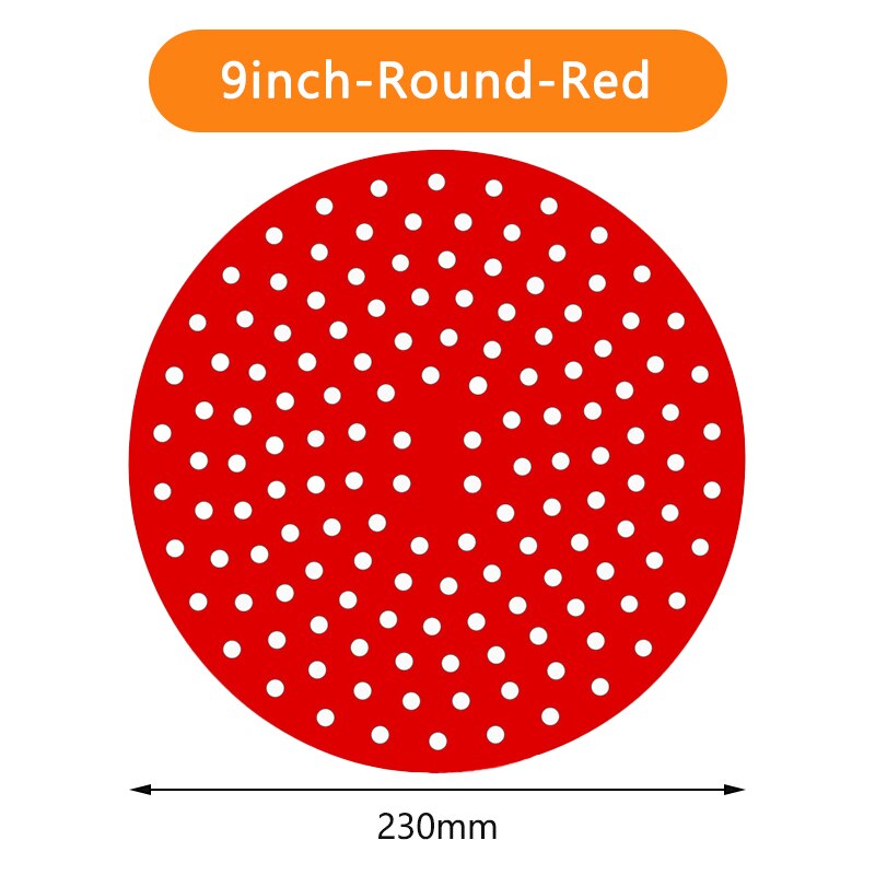 Tapis de revêtement de friteuse à Air en Silicone, antiadhésif, revêtement intérieur de cuisson pour accessoires de cuisine, rond et carré réutilisable: 9inch-Round-Red