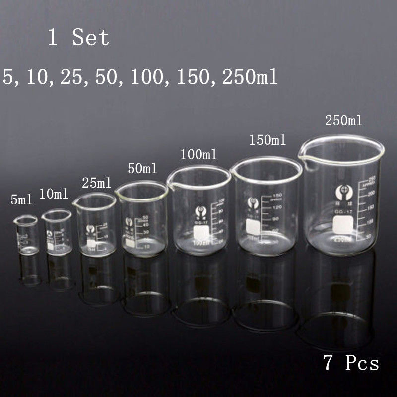 1-7 Uds 5/10/25/50/100-500ml vaso de vidrio Pyrex GG-17 vasos graduados vasos de medición de química de vidrio: violet