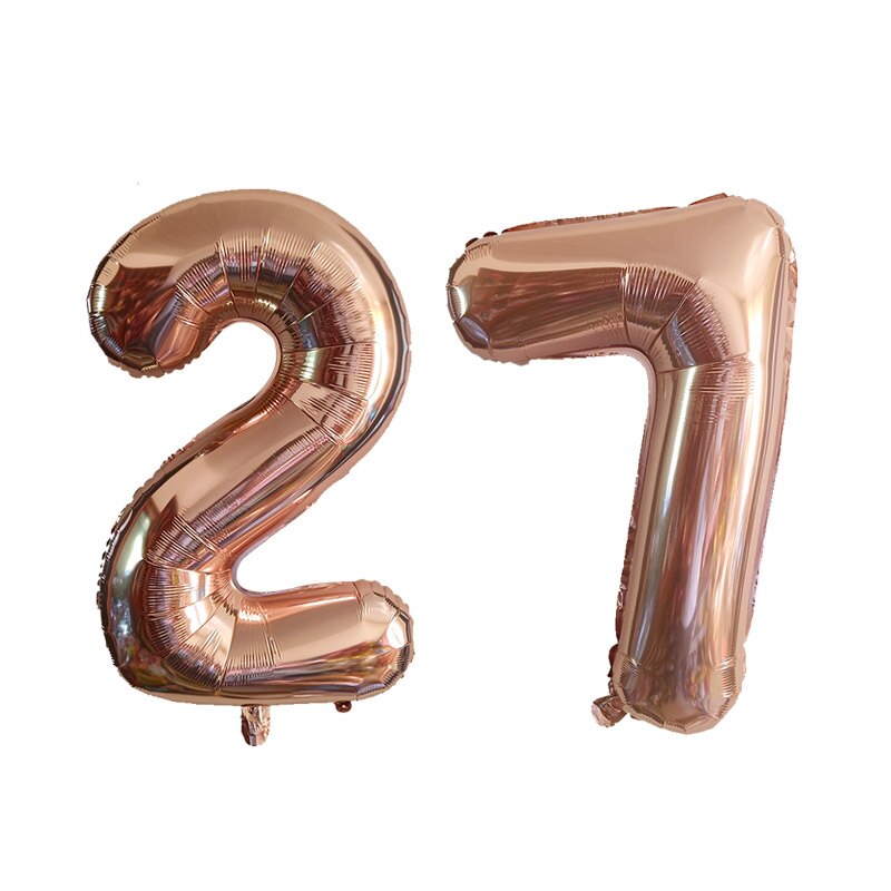 2pcs/lot 32 40inch Rose Gold Number 27 Foil Balloons Happy Birthday Decorations Supplies Girl 27th Years Old Party Decor