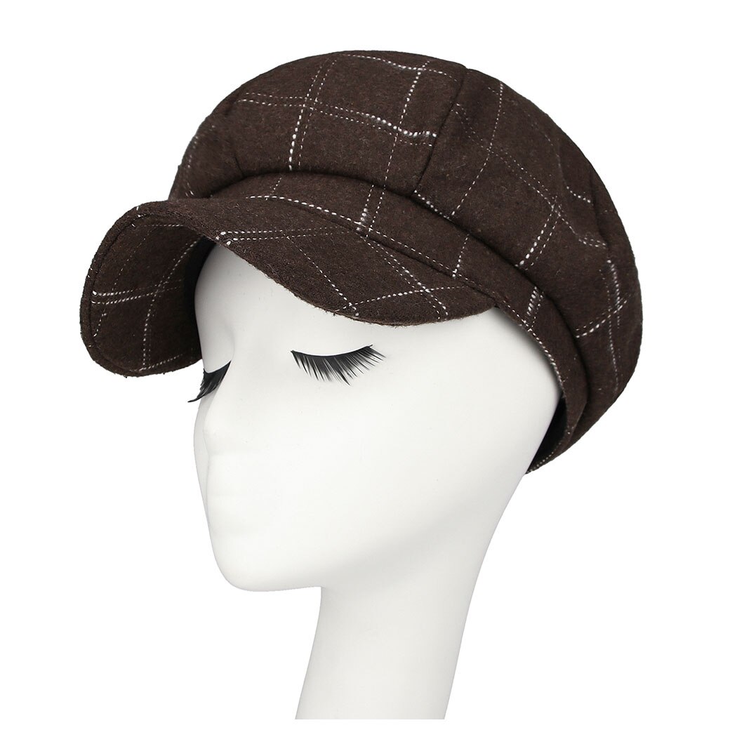 Sombrero Octagonal de tela escocesa para mujer gorra de béisbol de Vintage de invierno sombreros de ala de algodón Casual Boina otoño para mujer tapas