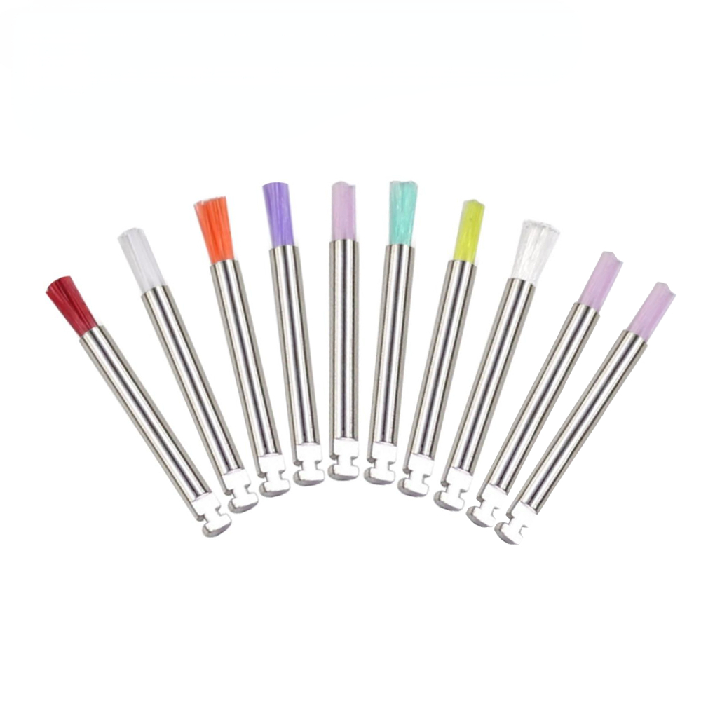 Pulidor Dental desechable, cepillo de cerdas de nailon, herramientas de dentista, taza pulidora, blanqueamiento Dental, cepillos de profilía, 10 unids/lote por caja