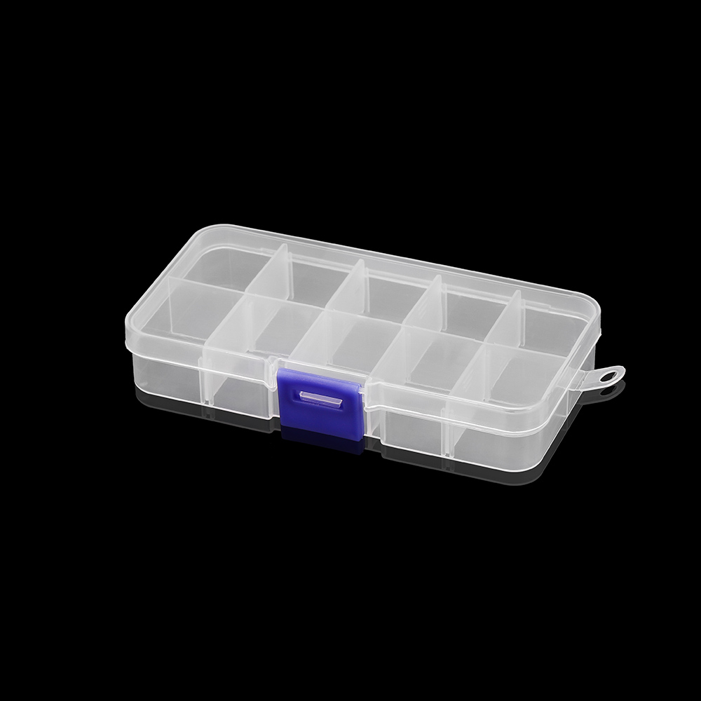 10 Slots Adjustable Clear Plastic Rectangle Storage Box Case Holder Craft Organizer Beads Jewelry Container For Jewelry Storage: black