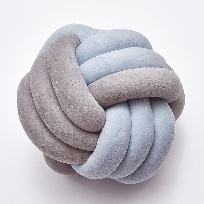 Kristall Samt Verknotet Durch Hand Kissen Werfen Kissen Hause Bettwäsche Runde Super Weiche Kreativität Sofa Kissen Verknotet Ball Kissen: grau Blau