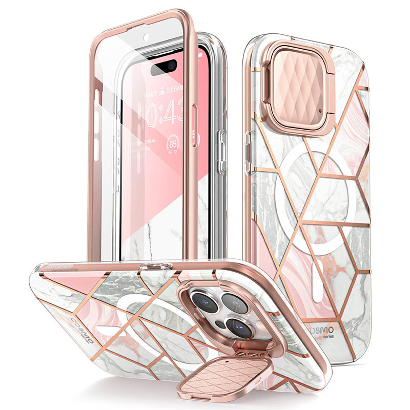 Voor Iphone 15 Pro Case 6.1 "I-BLASON Cosmo Mag Stijlvolle Full-Body Beschermhoes Met Ingebouwde Schermbeschermer Camerahoes: Roze