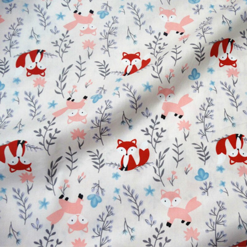 Couette en coton imprimé renard pour bébé, tissu en coton Patchwork, couture, drap de lit, drap de lit, tissu en coton, bricolage robe