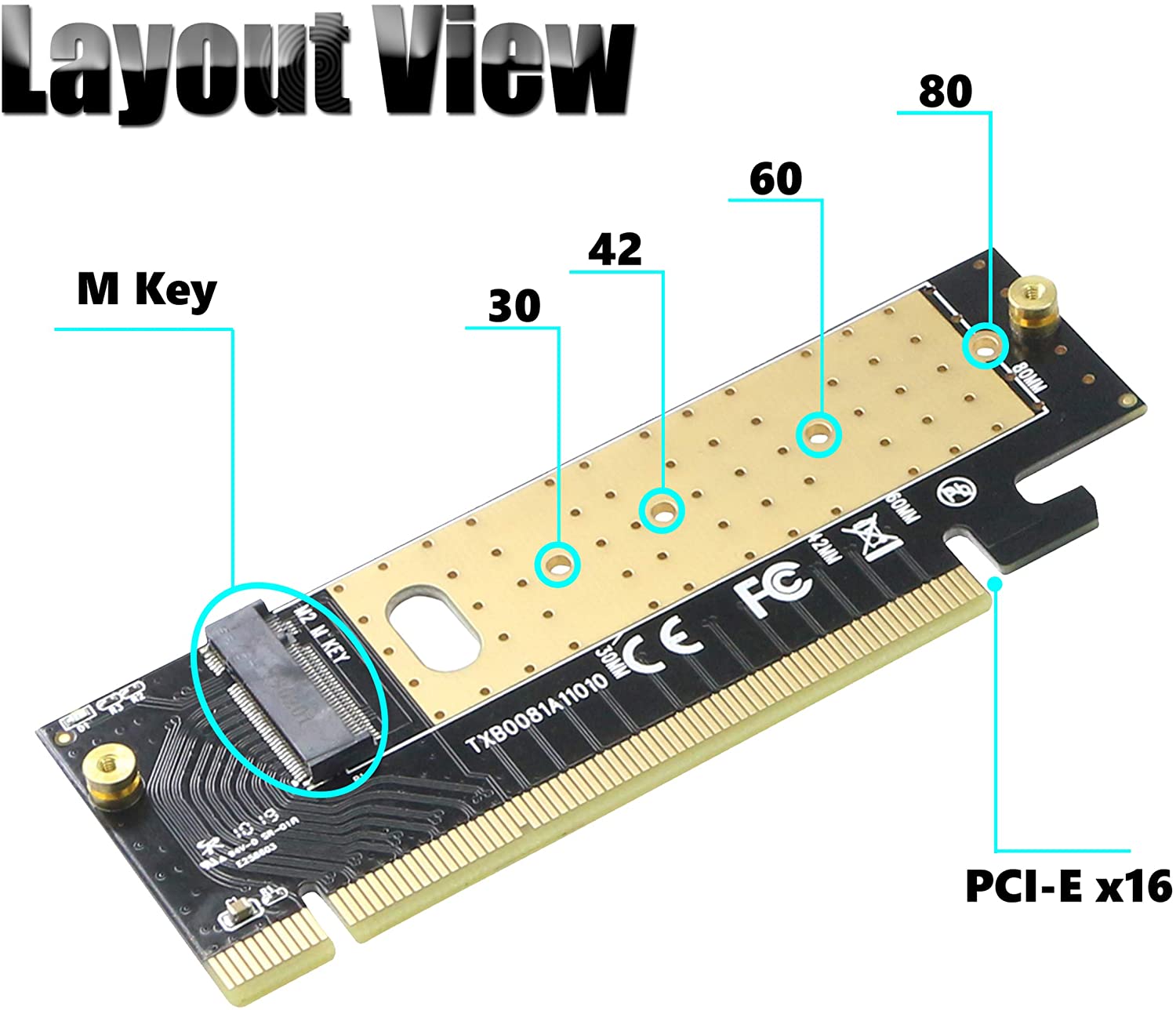 M.2 Naar Pcie X16 Adapter Kaart Pci-E Naar M. 2 Convert Adapter Nvme Ssd Adapter M2 M Sleutel Pci Express 3.0X4 2230-2280 Size